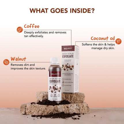 Bella Vita Organic Exfoliate Coffee Scrub For Face & Body Scrub 75 G