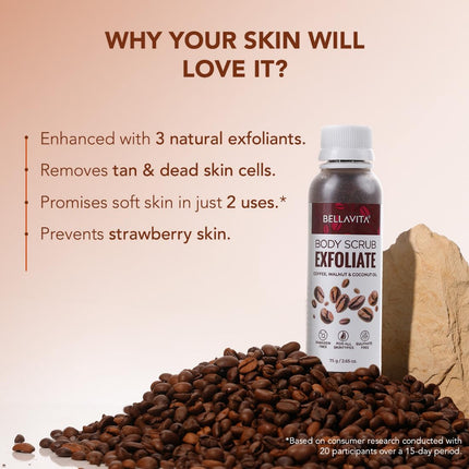 Bella Vita Organic Exfoliate Coffee Scrub For Face & Body Scrub 75 G