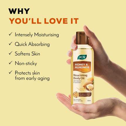 Joy Honey & Almonds Body Oil with Vitamin E & Sunscreen-200 ml