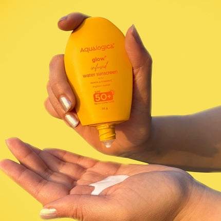 Aqualogica Glow+ Infused Water Sunscreen For All Skin Types Spf 50+ Pa++++ With Papaya&Vitamin C-50G