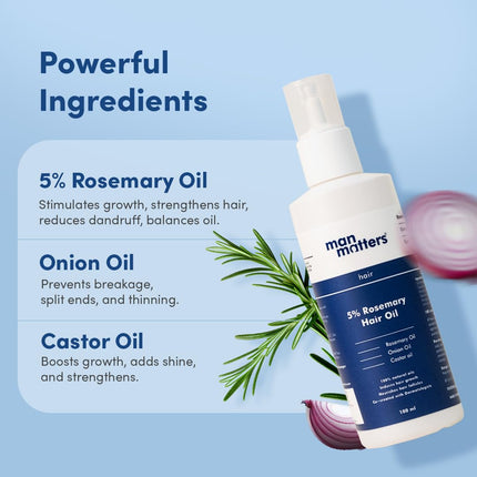 Man Matters Hair Oil With Rosemary, Onion, Bhringraj, Shikkai, Brahmi & Amla Oils 100ml
