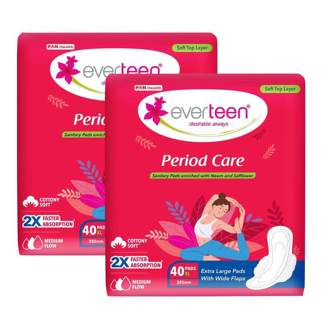 Everteen Sanitary Pads XL 40 Pcs for Women Cotton Sanitary Napkin XL 285mm