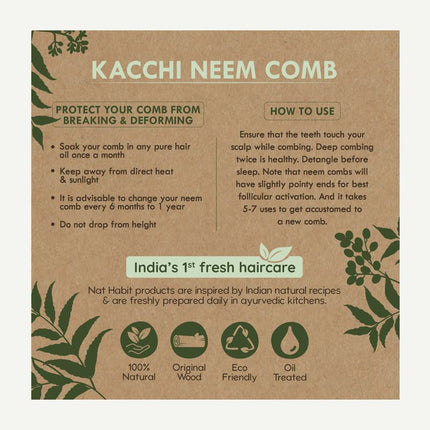 Nat Habit Kacchi Neem Wooden Comb