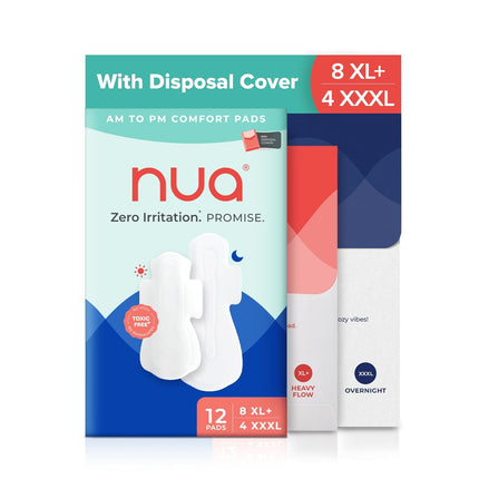 Nua Day & Night Sanitary Pads | Pack of 12 (8 XL Day + 4 XXXL Night Pads