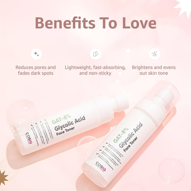 COSIQ GAT-8% Glycolic Acid Face Toner | 100 ml