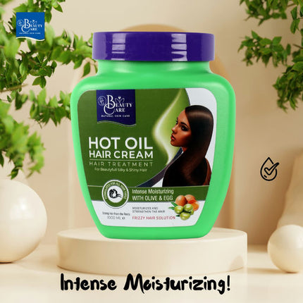 GC Beauty Care Hot Oil Hair Cream – Olive & Egg (1000ml) Intense Moisturizing Formula – Frizz Control with Olive & Egg for All Hair Types