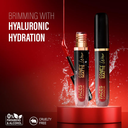 FACES CANADA Super Easy Glam Combo - Strobe Cream - Rose Gold (18 ml) + Magneteyes Kajal - Black (0.35 gm) + Comfy Matte Wow Liquid Lipstick - Cocoa Crush 07 (3.8 ml)