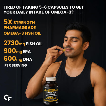 Carbamide Forte 5X Strength Omega 3 Fish Oil Capsules 2730 mg -60 Softgels
