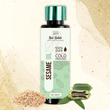 Nat Habit Cold Pressed 100% Pure Sesame (Til) Oil Skin 200ml