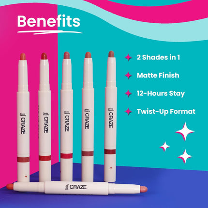 Swiss Beauty Craze Duo Non transferable Lipstick -2g
