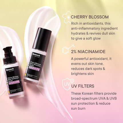 Quench Glow Fluid Sunscreen SPF 50 PA++++ with 2% Niacinamide & Cherry Blossom-30ML