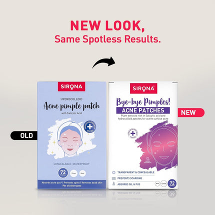 Sirona Pimple Patches – 72 Dots | 0.5% Salicylic Acid | Invisible Facial Stickers Cover
