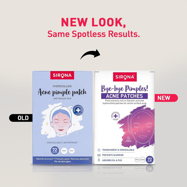 Sirona Pimple Patches – 72 Dots | 0.5% Salicylic Acid | Invisible Facial Stickers Cover