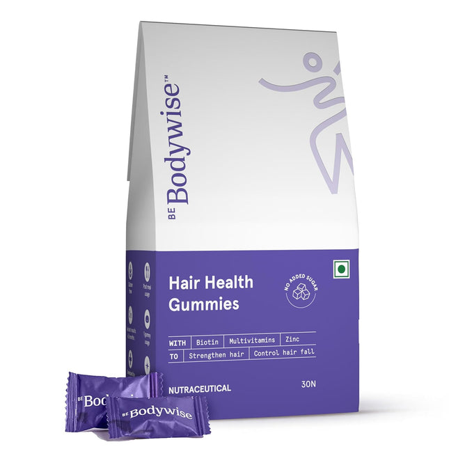 Be Bodywise Biotin Hair Gummies for Stronger, Shinier Hair & Nails | With Biotin, Zinc, Folic Acid, Fibre & Multivitamin