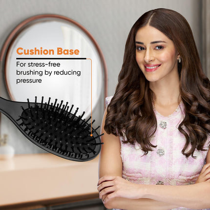 Vega Compact Paddle Hair Brush with Mirror for Men & Women