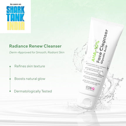 Cos-IQ 10% Glycolic Acid Brightening Face Wash | Sulphate-Free & Fragrance-Free | 100 ml