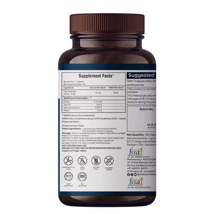 Miduty Zinc Picolinate 50 mg 60 Capsules