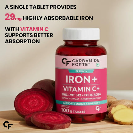 Carbamide Forte Iron Supplement 100 Veg Iron Tablets