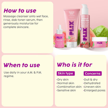 PLIX - THE PLANT FIX Guava & Roses Regime for Bright Skin & Balanced Skin pH| Hydrating Cleanser