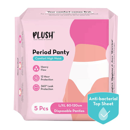 Plush Comfort High Waist Disposable Period Panty for Girls Heavy Flow - 5 Pcs