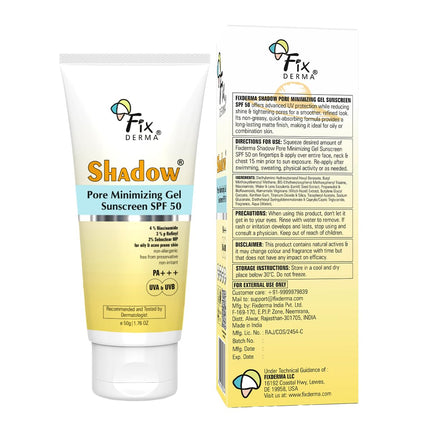 Fixderma Shadow Pore Minimizing Gel Sunscreen SPF 50 PA+++ with 4% Niacinamide -50GM