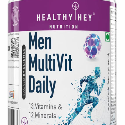 HealthyHey Nutrition MultiVitamin for Men - Multi-Vit Daily - 13 Vitamins & 12 Minerals - 90 Capsules