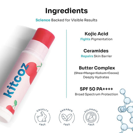 Kitcoz Tinted Ceramide Lip Balm with Kojic Acid & SPF 50 PA++++ 5g