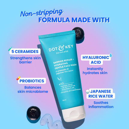 DOT & KEY Barrier Repair + Hydrating Gentle Face Wash With Probiotic-100ml