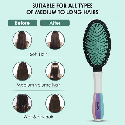 AGARO Classic Cushion Hair Brush with Strong & flexible nylon bristles