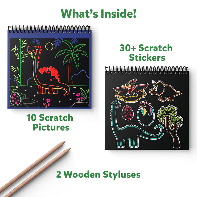 Skillmatics Scratch Art Book for Kids 30+ Scratch Stickers for Boys & Girls Ages 3, 4, 5, 6, 7, 8, Multicolour