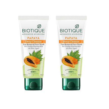 Biotique Papaya Deep Cleanse Face Wash for All Skin Types | 2x100ml