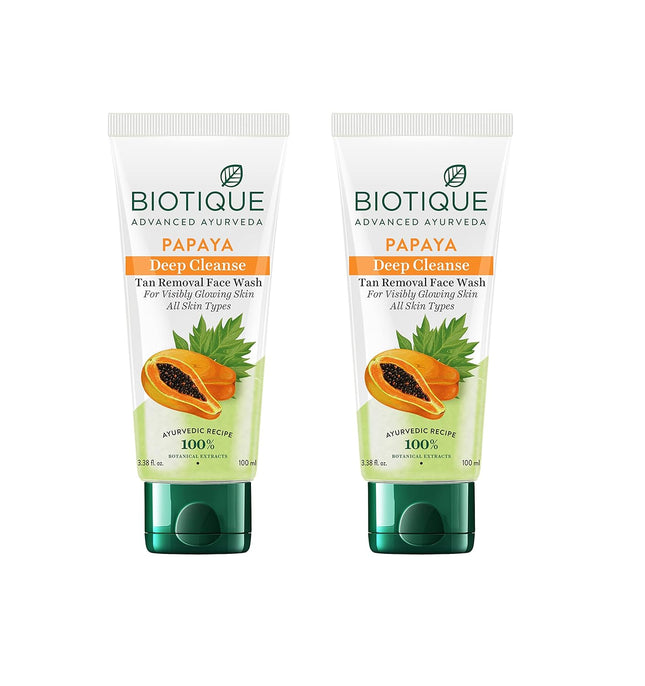 Biotique Papaya Deep Cleanse Face Wash for All Skin Types | 2x100ml