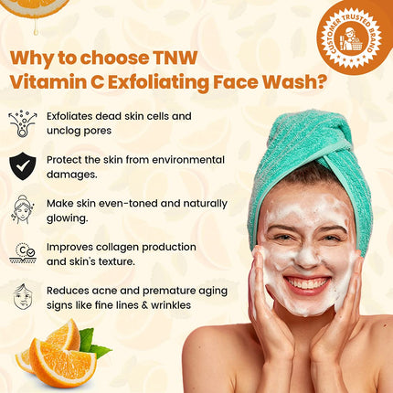 TNW-The Natural Wash Vitamin C Face Wash with Niacinamide, Orange Peel & Tomato Extracts - 100ml