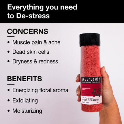 Soulflower Epsom Bath Salt Rose Geranium-500g