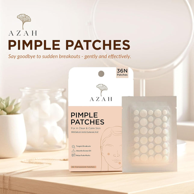 AZAH Pimple Patch | Salicylic Acid & Hyaluronic Acid Acne Patches For Face| 36 Transparent Pimple Patches