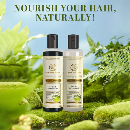 Khadi Natural Amla & Bhringraj Hair Cleanser & Conditioner Combo Pack of 2 - 210ml