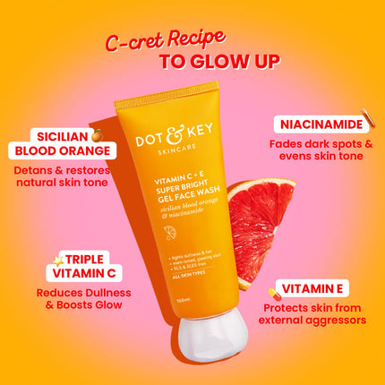 DOT & KEY Vitamin C + E Super Bright Gel Face Wash-100ml