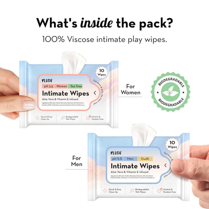 Plush Play Intimate Wipes For Women & Men (Pack of 20)