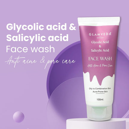 Glamveda Glycolic Acid & 0.05% & Salicylic Acid Face Wash-100ml