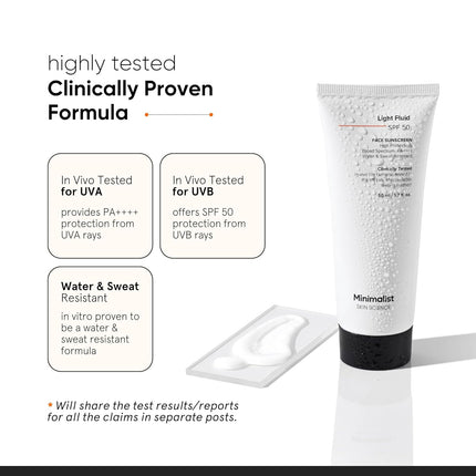 Minimalist Light Fluid Sunscreen SPF 50 for Oily Skin (PA++++) 50ml