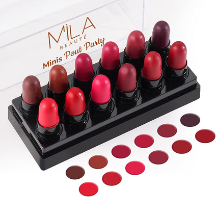 Mila Beauté 12 Creamy Matte Mini Pout Party Lipstick Kit-12g