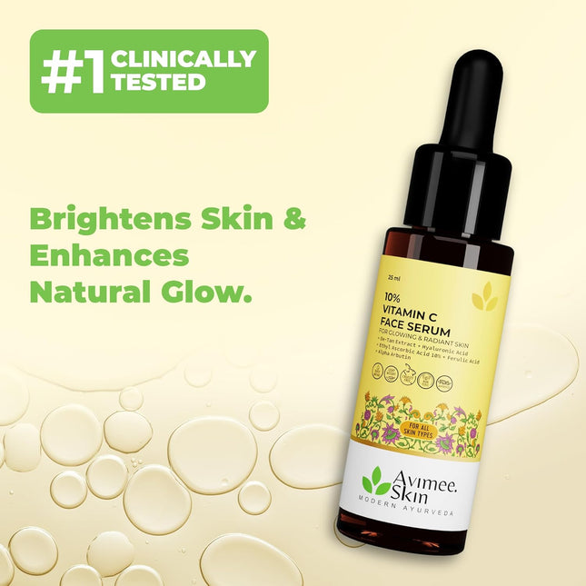 Avimee Herbal 10% Vitamin C Serum | Enriched with Hyaluronic Acid -25ml
