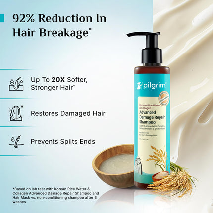 Pilgrim Korean Rice Water & Collagen Advanced Damage Repair Shampoo-200ml