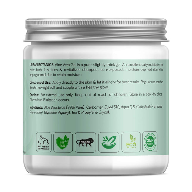 UrbanBotanics Pure Aloe Vera Skin/Hair & Face Gel With Vitamin E -200G