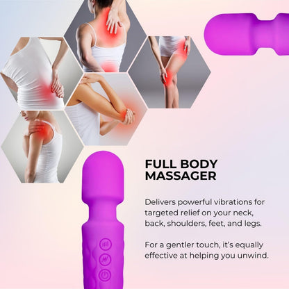 Mini Magic Full Body Massager for Stress & Pain Relief | Compact & Waterproof | 5 Speed Modes | Relaxation | Travel & Skin Friendly | Stress & Pain Relief - Multicolor