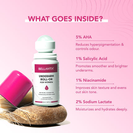 Bella Vita Organic Deo White Natural Underarm 50ml Roll On Deodorant for Women