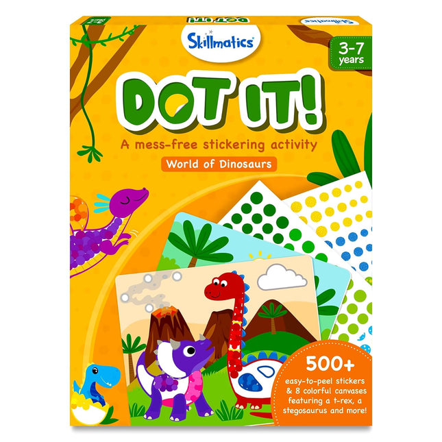 Skillmatics Paper Dot It Sticker Art Activity - Dinosaurs, Mess-Free Fun for Kids, 500+ Stickers