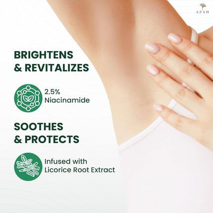 Azah Fresh Start Underarm Roll-On Deodorant For Women 6.5% AHA, 50 ml1% Kojic & 1% Salicylic Acid, 2.5% Niacinamide