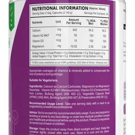 Healthy Hey Nutrition Vegan Calcium 60 Vegetable Capsules