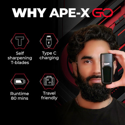 Beardo Apex Go Trimmer Men 80-Min Run Time - Powerful 5500 RPM motor